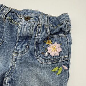 Genuine Kids Oshkosh Jean Shorts Baby Girl 12 Months Embroidered Flower